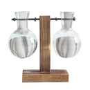 Test Tube Flower Vase Wooden Stand for Hydroponic Plant Stand with 2 Vase Boxes