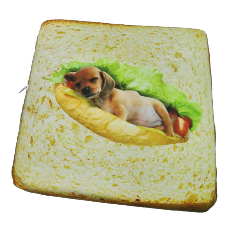 Funny Printed Plush Sponge Toast Cushion Seat Pad Pet Cat Dog Bed Mat Gifts,