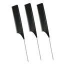 3x Black ABS Sectioning Weaving Highlighting Foiling Hair Comb Styling Combs