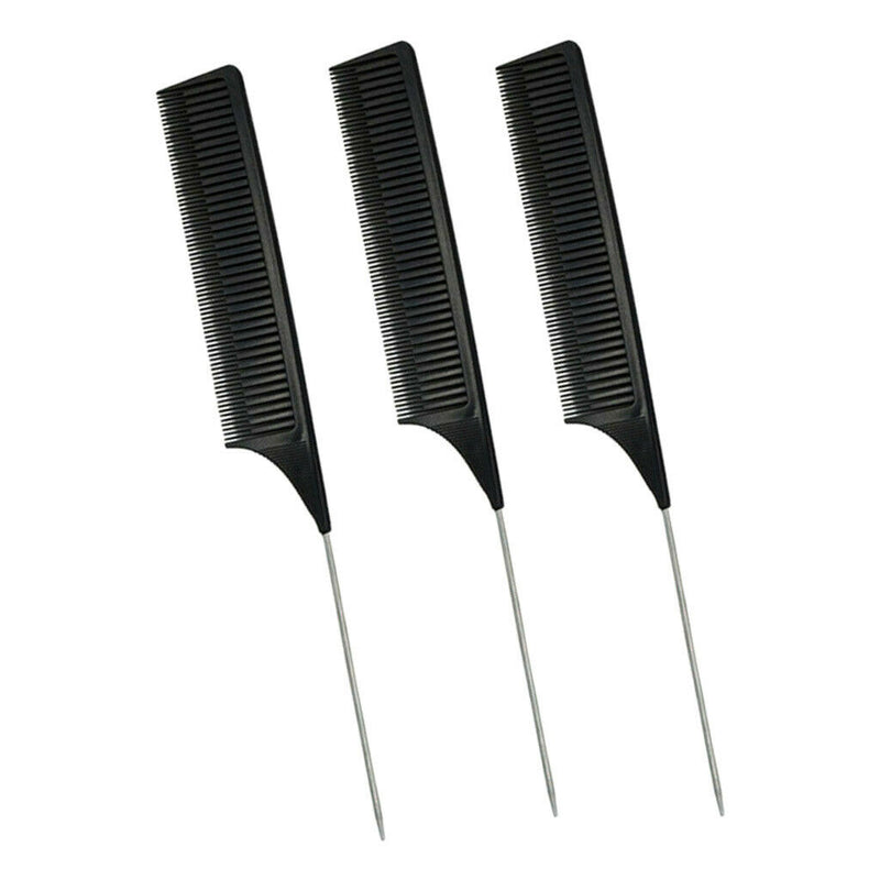 3x Black ABS Sectioning Weaving Highlighting Foiling Hair Comb Styling Combs