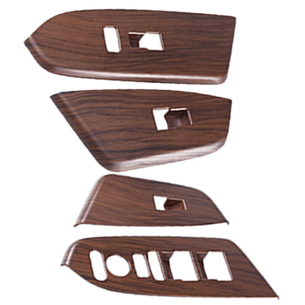 4Pcs Car Grain Inner Window Switch Panel Cover Trim Plastic Peach Wood Fit  W2V7