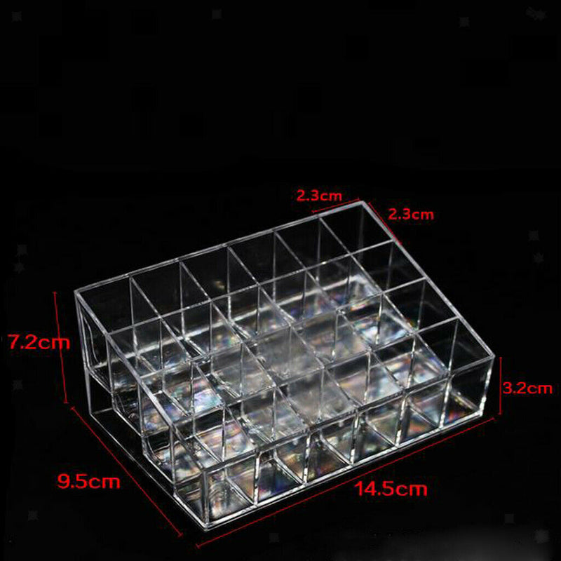 Clear Acrylic Lipstick Holder Organizer: 24 Spaces for Lipsticks,Lip Gloss and