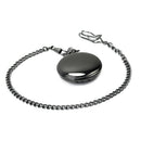 Men Alloy Black Dial Round Quartz Movement Keyring Pocket Watch + 37cm Chain