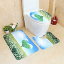 3pcs Nature View Bath Mat Set Anti Slip U Shape Floor Rugs Toilet Cover (D)