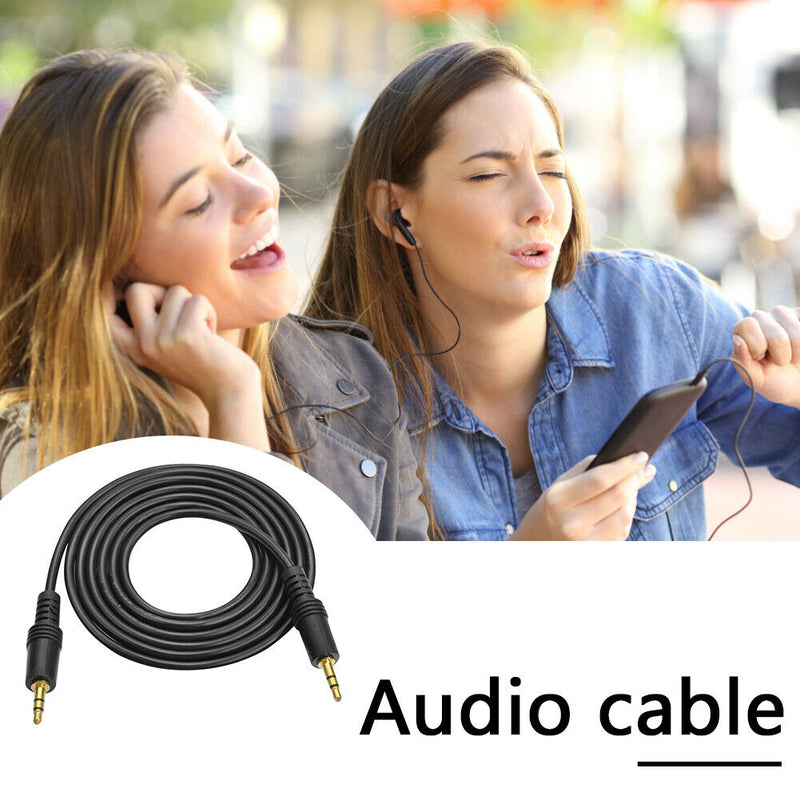 3.5mm AUX Cable Male to Male Audio Cord Line for Speaker Headphones (Black)