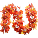 1.7M LED Lighted Fall Autumn Pumpkin Maple Leaves Garland Thanksgiving Decor AU
