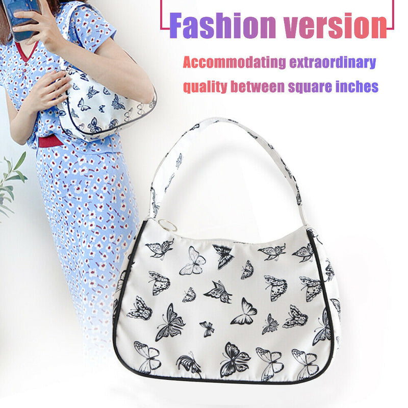 Stylish Butterfly Print Handbag Portable Travel Women Shoulder Bag Armpit Tote