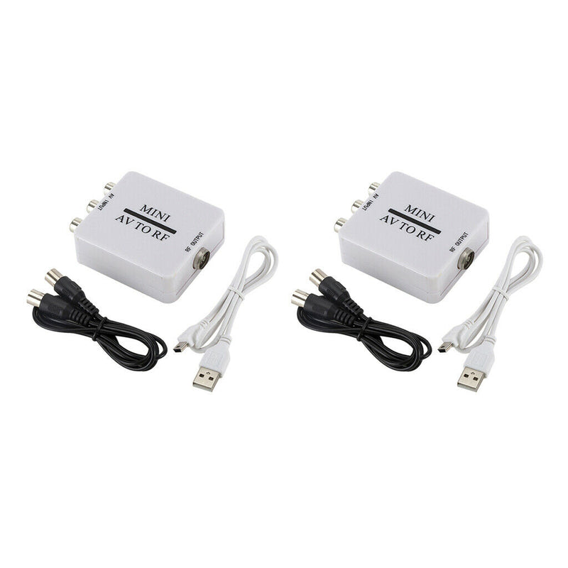 2Pc Rca Cvsb AV To RF Adapter 67.25Mhz 61.25Mhz Video Audio TV Signal