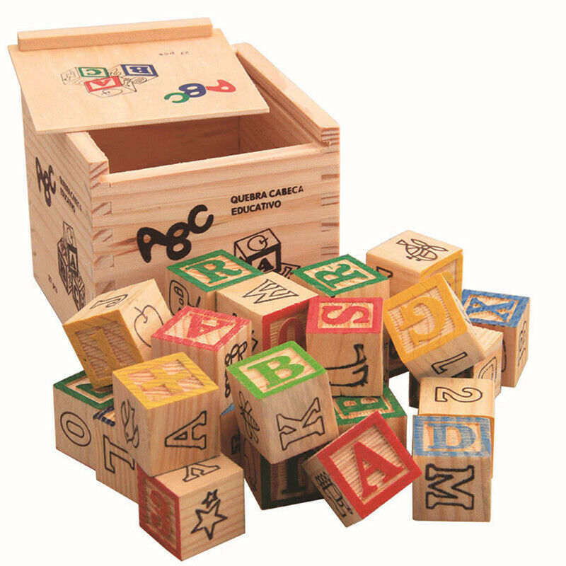 27 Pcs Children Wood Alphabet Blocks Letters Stacking Toys Building Blocks  E2R4