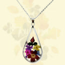 Pressed Flower Teardrop Pendant Necklace