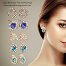 5pairs/set Fashion Creative Ladies Rhinestone Oval Love Heart Ear Stud Casual