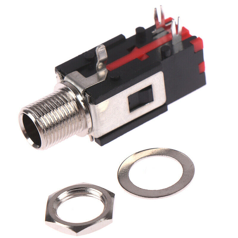 2Pcs 6.35 mm PJ-602B Headphone Socket 3 Contact Right Angle Audio Connec roJ JR