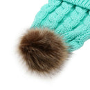 Mom Baby Kid Warm Raccoon Fur Bobble Beanie Cotton Knitted Parent-child Hat