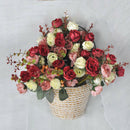 21-Head Silk Flower Artificial Rose Home Wedding Floral Bouquet Decor Red