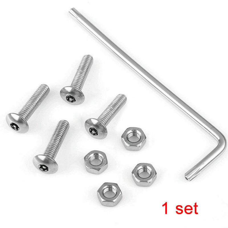 1 Set Car Anti Theft Anti-Tamper Security License Plate Screws Stainless Steel