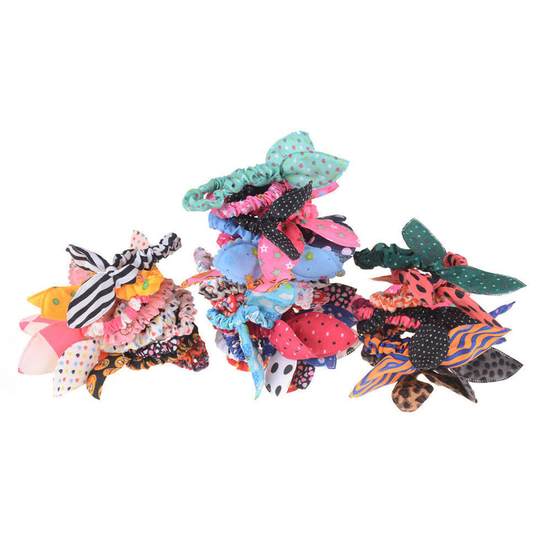 10Pcs Mixed Rabbit Ear Hair Tie Bands Japan Korean Style Ponytail Holder Gift,a