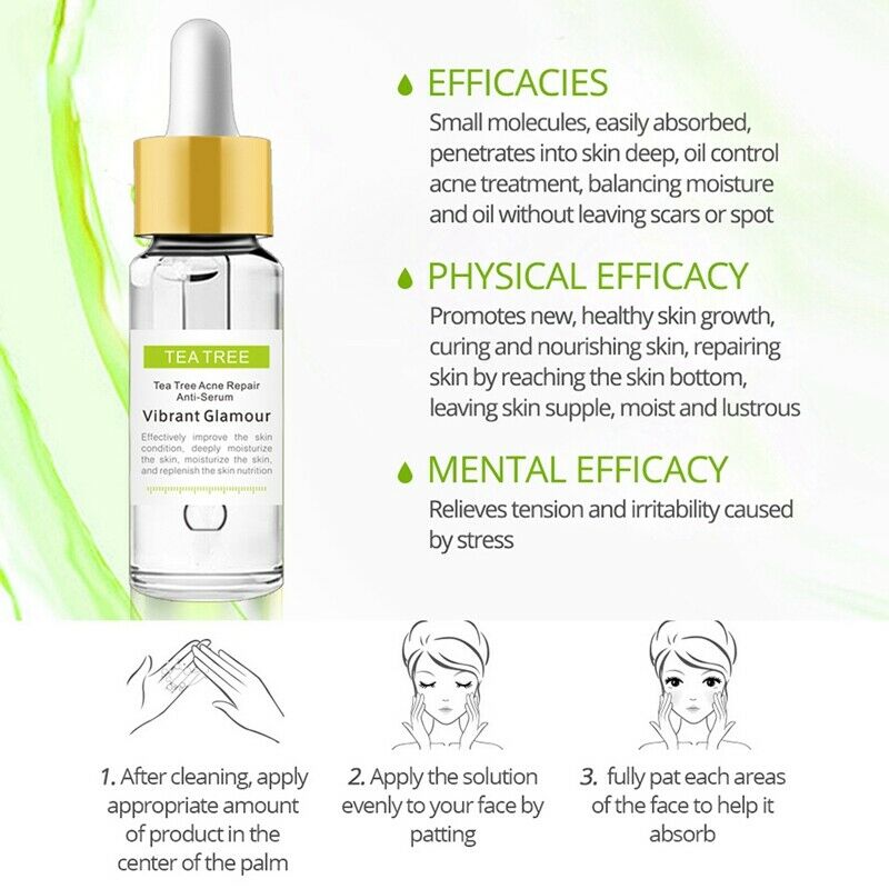 Vibrant Glamour Tea Tree Repair Face Serum Acne Scar Shrink Pores Face Seru I6N4
