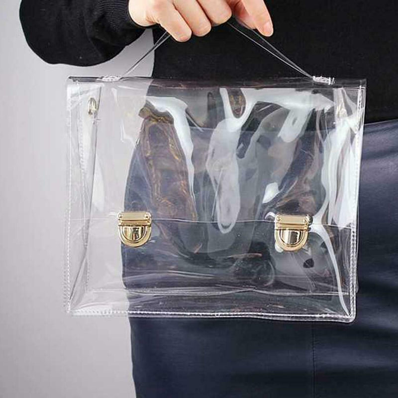 Girls PVC Transparent Clear Clutch Bag Chain Tote Jelly Bag Shoulder Handbag