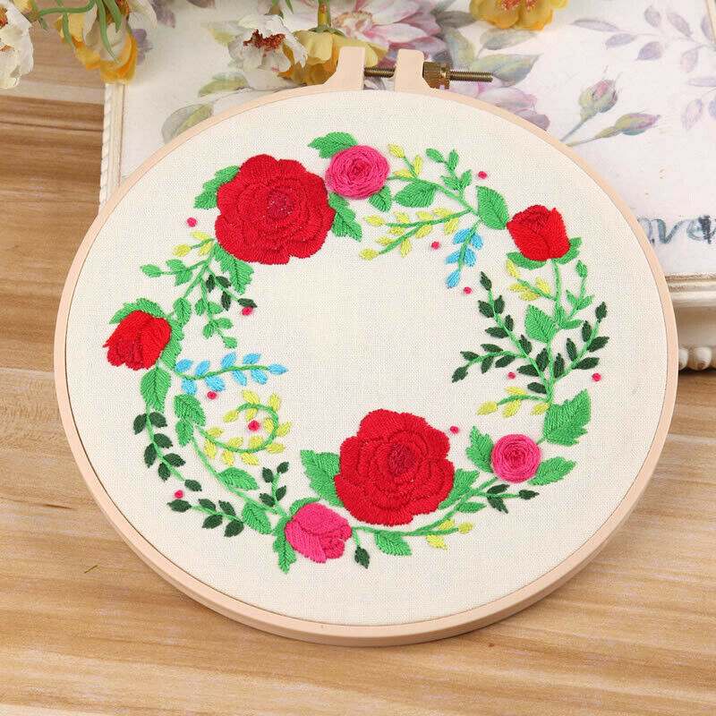 1 set Embroidery Hanging Picture Beginners Starter Kit Cross Stitch with Hoop