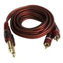 2 Pcs RCA to 1/4 Cable, Quarter inch Jack to RCA (2 x 6.35mm Stereo to 2 RCA)