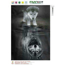 5D Diamond Dog Reflected Wolf Embroidery DIY Cross Stitch Home Decor