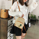 Pineapple Print Small Travel Backpacks Women Straw Shoulder Crossbody Bags
