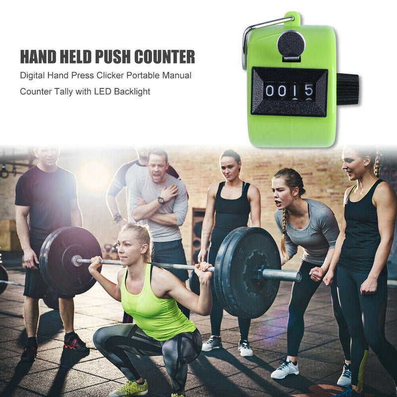 Digital Hand Press Clicker Portable Manual Tally with LED Backlight (Green)