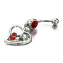 Piercing navel Heart Crystal Stainless Steel Red I9S2
