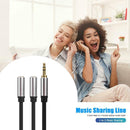 3.5mm Male to 2 Female Headphone Splitter Audio Cable Adapter for Phone