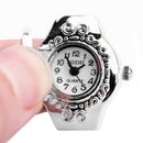 Women Dial Quartz Analog Finger Ring Watch Elastic Gift Creative Fashion Steel