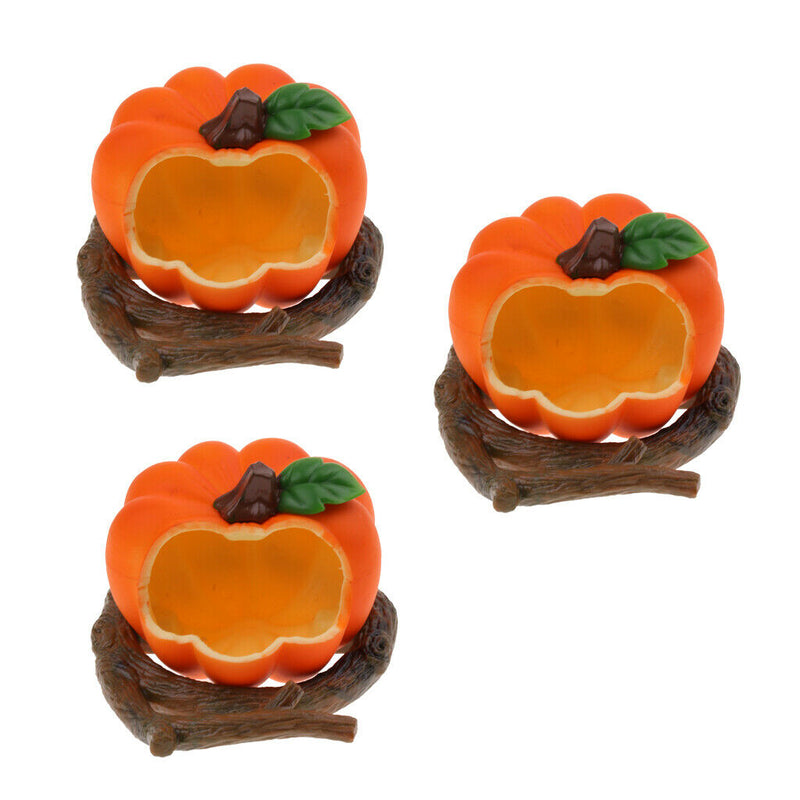 3 x Pumpkin Shape Food & Water Bird Cup, Plastic Feeding Dish Feeder for Parrot