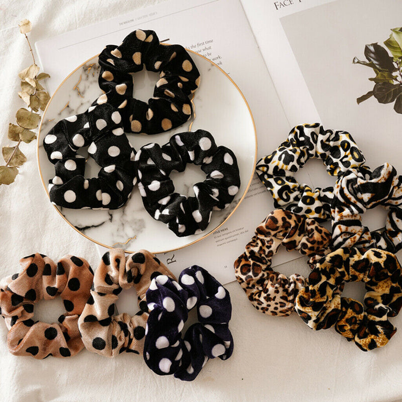 13-Pack Leopard Velvet  Scrunchies Animal Print Hair Tie Accessories