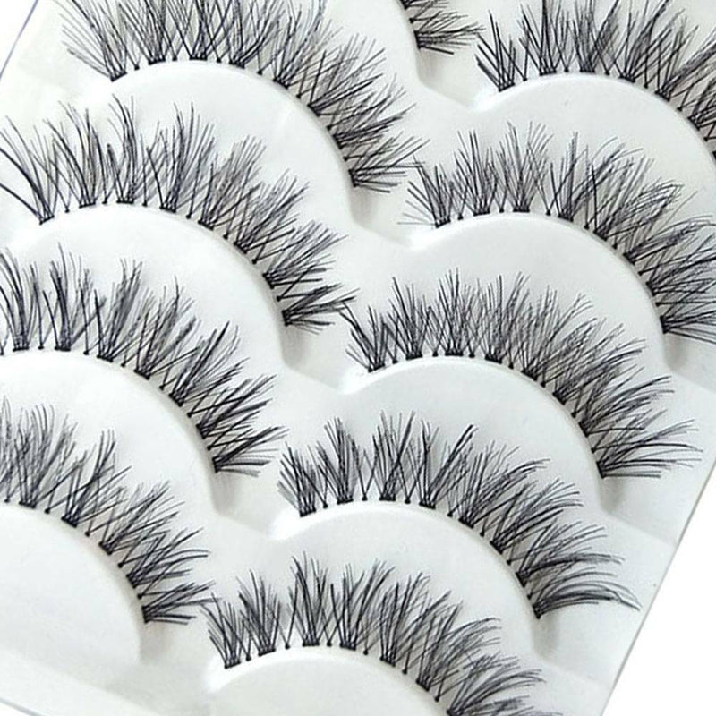 5Pair Natural Cross Eye Lashes Extension Makeup False Eyelashes Clear Band