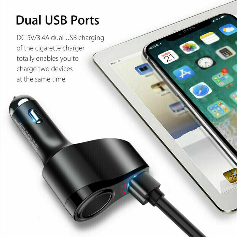 Multi Car Smoke Socket 2 Way Lighter Splitter Charger Power Adapter Dual USB Hn