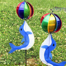 Cute Cartoon Dolphin Rainbow Wind Spinner Colorful Windmill Kids Outdoor Toys 3C