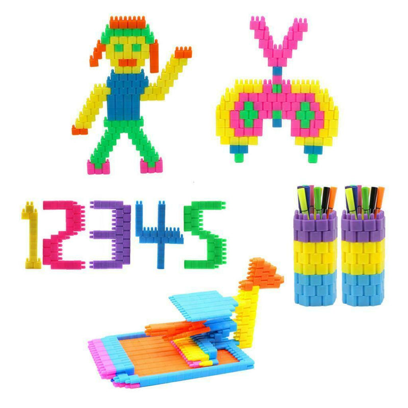 450 Pieces DIY Building Blocks, Colorful Plastic Puzzle Construction Playset,