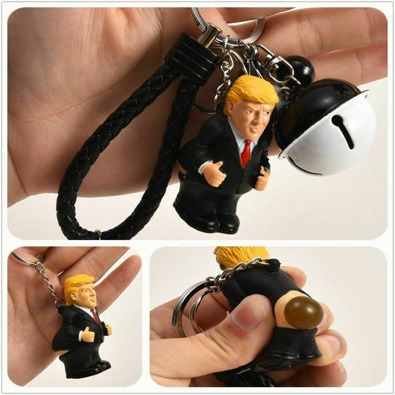 Donald Trump poop keyring president squeeze funny key chain novelty fun Gift HOT
