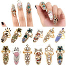 12Pcs/Lot Nail Ring Fashion Jewelry Butterfly Glamour Crown Flower Crystal