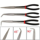 3X 11 inch EXTRA LONG NOSE PLIERS SET STRAIGHT & BENT TIP MECHANIC GRIP HAND  YE