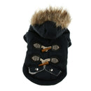 Autumn Winter Pet Dog Horn Buckle Hooded Pocket Thick Warm Coat Blue