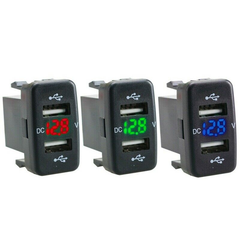 Car Charger Socket Dual Usb Port Charging Volt Display Adapter Fit for Toyo V5O6