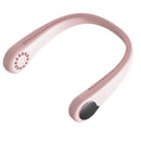 Pink Bladeless Hanging Neck Fan USB Wearable Headphone Design for Outdoor