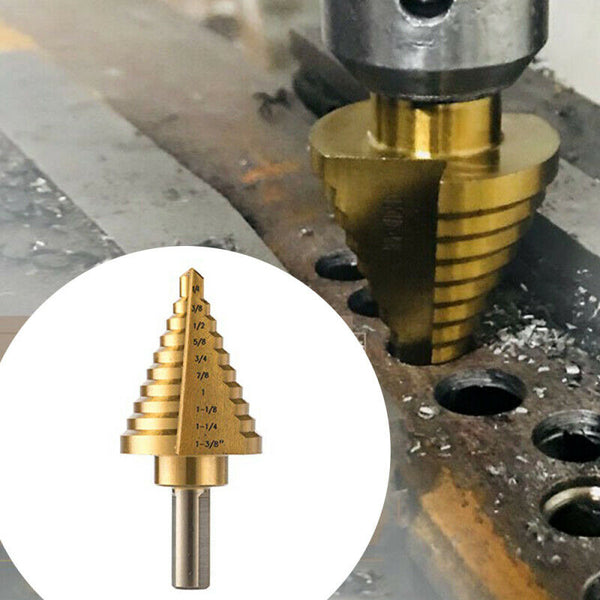 1/4 - 1-3/8 inch Titanium Steel Metal UNI Variable Stepped Down Drill Bit