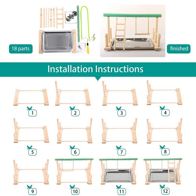 Bird Playground Parrots Wood Perch Playstand Gym Stand Playpen Ladder with