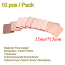 10 pcs 15mmx15mm 1.0mm Heatsink Copper Shim Thermal Pads for Laptop A