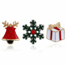 3pcs Christmas Tree Snowflake Bell Enamel Brooch Pin Badges for Clothes Bag J5P1