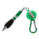 Green Retractable Badge Reel Pen Belt Clip & Carabiner V7O9