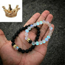 2X Charm King Queen Crown Couple Bracelets His And Her Friendship Beads Bracelet