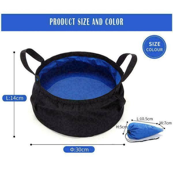 1* Outdoor Survival Folding Washbasin Pot Bag Camping Green Wash Basin Equi L1Y1