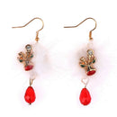 2021 New Year Gift  Plum Deer White Velvet Ball Red Crystal Earring PendantS Hn